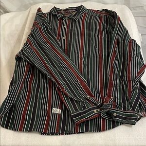 O.C Men's Red and Black Striped Casual Shirt
